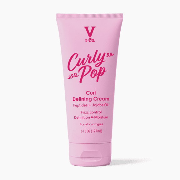 V&Co. Beauty Curly Pop Curl Defining Cream – Curl Cream for Curly Hair, Anti Frizz & Moisturizing Hair Care with Peptides & Jojoba Oil, 6 fl oz