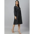 thumbnail image 6 of Janasya Indian Women's Black Cotton Printed A-line Western Dress, 6 of 8