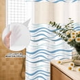 thumbnail image 3 of No Hook Shower Curtain, Blue Stripes Shower Curtains for Bathroom with See Through Top Window, Modern Gradient Abstract Ocean Waves Lines Waterproof & Washable Bath Curtain Extra Long 72"x96", 3 of 9