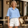 thumbnail image 5 of Dresfit Polo Shirts Womens Striped Short Sleeve Golf Shirts Summer 2026 Button Down Tennis T Shirts Lightweight Oversized Regular Fit Golf Graphic Tees XL, 5 of 6