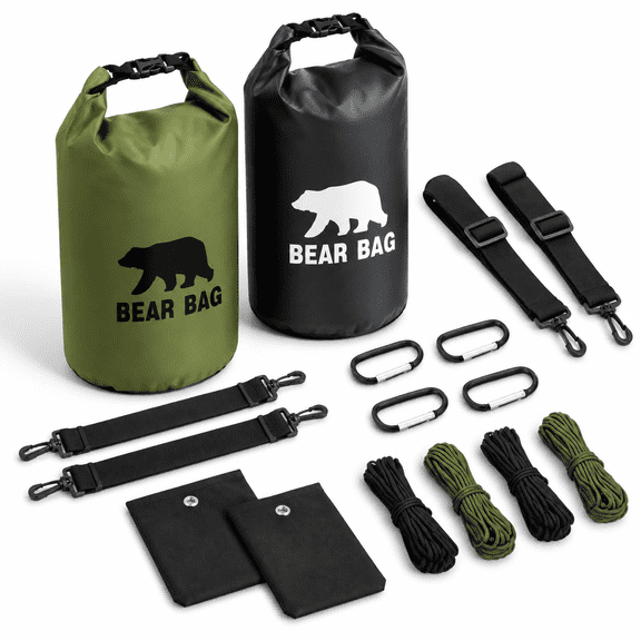 2-Set Bear-Proof Camping Food Bag Hanging System with 10L/20L Bags, Ropes, Clips and Pouches