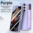 thumbnail image 2 of Allytech for Samsung Galaxy Z Fold5 Case with Wristband Pencil Holder, Build-in Screen Protector Heavy Duty Shockproof Solid Color Design Phone Case for Samsung Galaxy Z Fold5 - Purple, 2 of 10