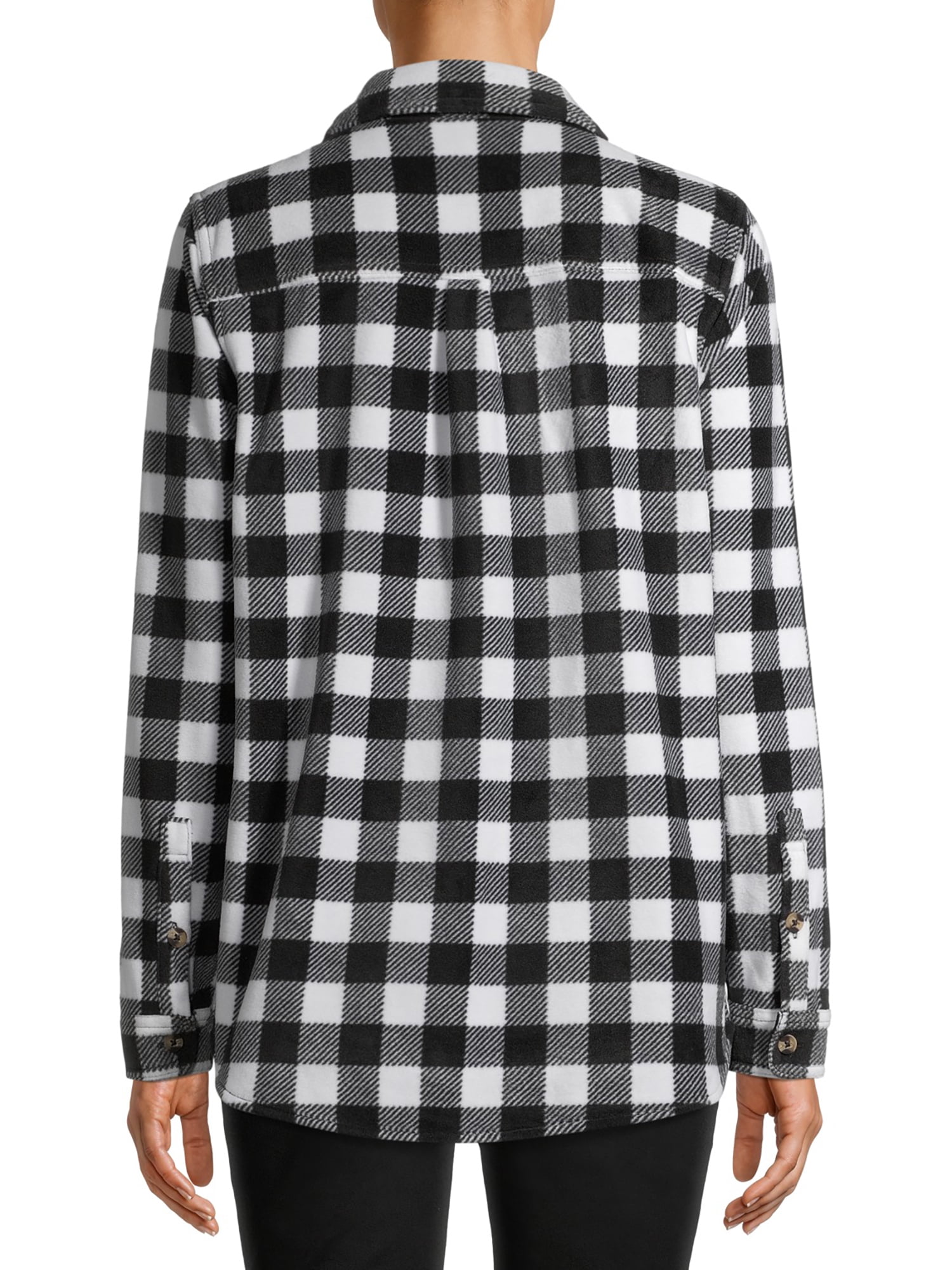 Time and Tru Long Sleeve Relaxed Fit Checked Plaid Jacket (Women's) 1 Pack