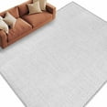 thumbnail image 2 of White 5x7 Area Rugs, Farmhouse Burlap Solid White Color Modern Linen Texture Non-Skid Rubber Backing Large Rectangle Rugs - Living Room Bedroom Home Office, Indoor Floor Mat Carpets Washable Rug, 2 of 9