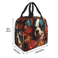 thumbnail image 2 of Yiaed Vintage Colorful Flower French Bulldog Print Insulated Lunch Bag Reusable Cute Tote Lunch Box, Leakproof Cooler Lunch Bags for Work Office Travel School Picnic, 2 of 5