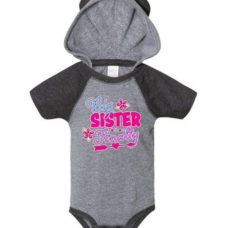 

Inktastic Big Sister Finally with Flowers and Arrow Gift Baby Girl Bodysuit