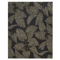 Reyn Spooner Kona Coast Lua'Ehu Tropical Floral Black Brown Flatweave Indoor/Outdoor Area Rug, 5x8