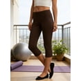 thumbnail image 4 of Pantalones capri de mujer de tiro bajo con cintura plegable, color liso, corte ajustado y estilo cropped., 4 of 9