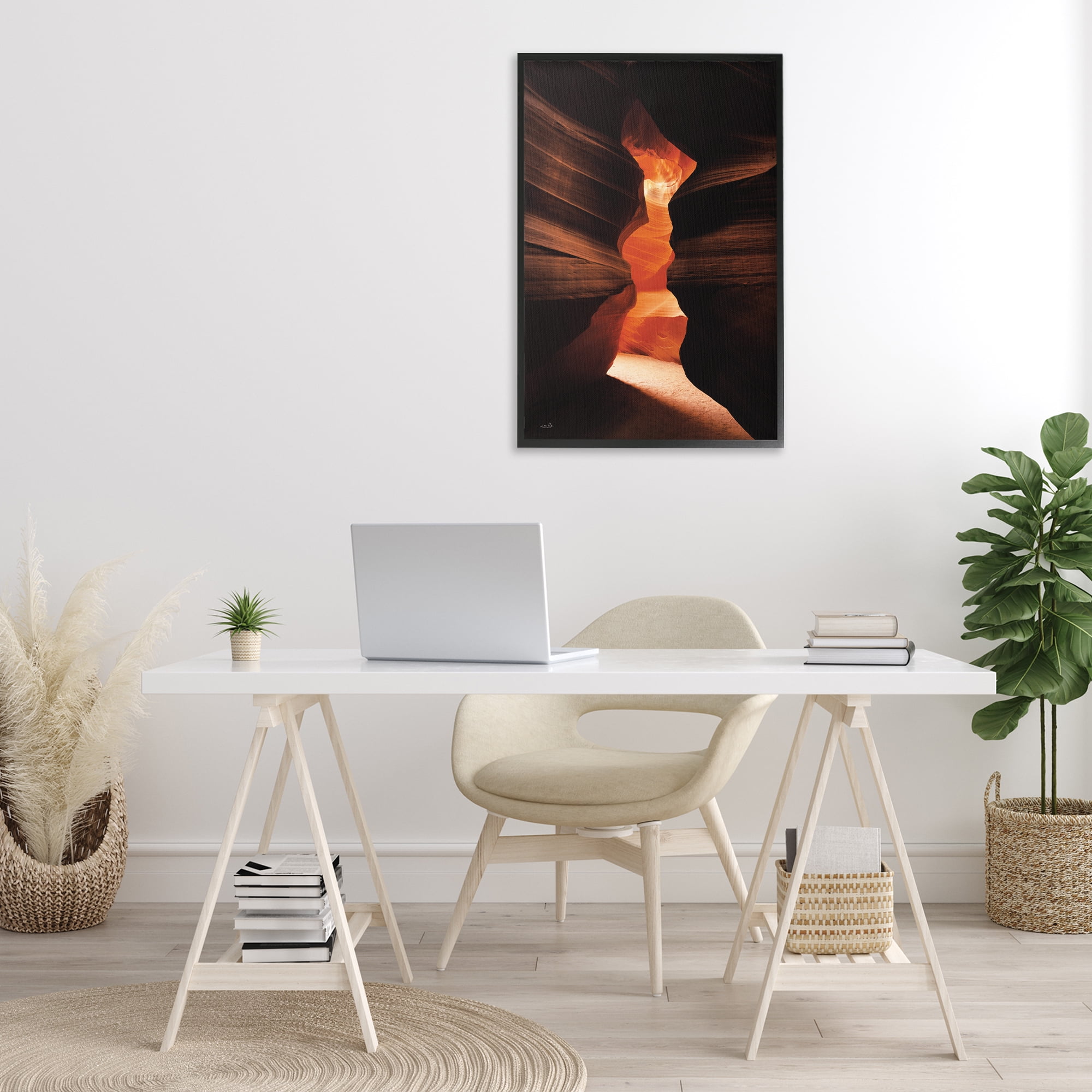 Stupell Industries Sunlit Canyon Cave Landscape Photography Black Framed Art Print Wall Art, 20 x 30
