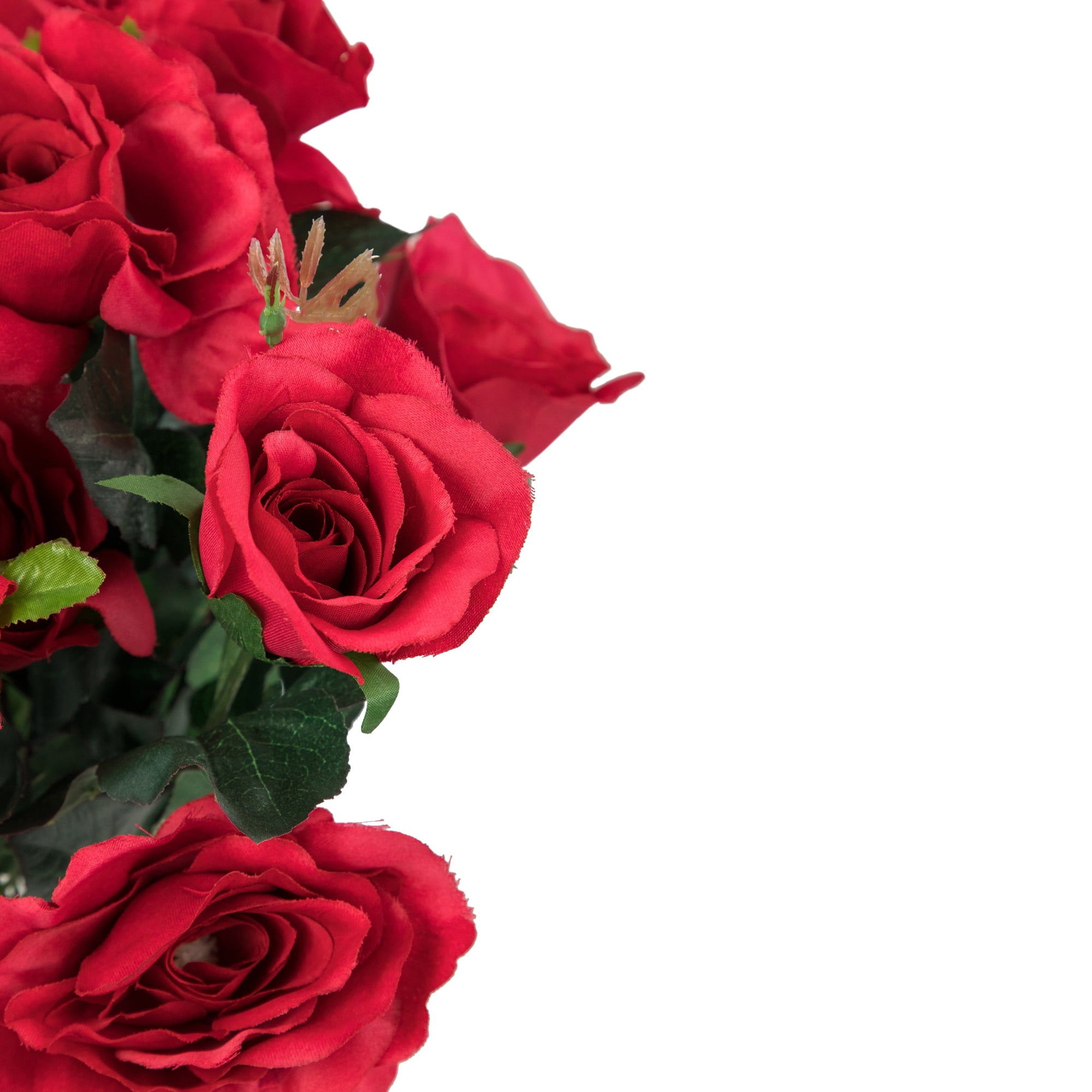 18" Red Artificial Floral Rose Bush