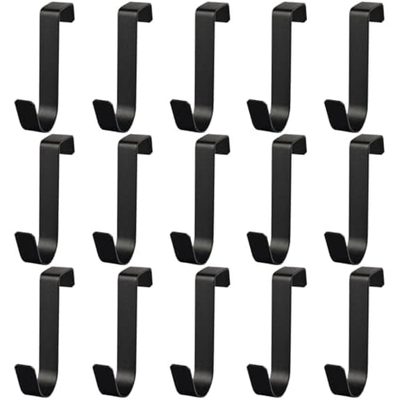 15 Pack Over The Cabinet Door Hooks, Cabinet Drawer Organizer, Metal Cabinet Hooks for Hanging Stocking Clothes Towels (Black)