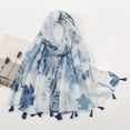 thumbnail image 2 of Yuanlong Winter Scarves Ladies Lightweight Tassel Floral Pattern Scarf Shawl Spring Fashion Breathable Shawls Wraps Blue, 2 of 4
