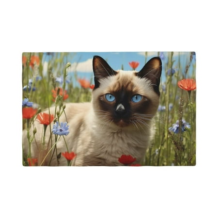 

Placemats Set of 4 Adorable Flower Cat Place mats for Dining Table Indoor/Outdoor Cute Heat Resistant Washable Table Mats(18 x 12 )