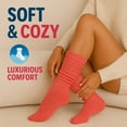 thumbnail image 2 of Women's Extra Long Slouch Socks Knee High Cotton Blend Pack of 2 Shoe Size 5-10 Retro 80s Style (Neon Pink), 2 of 10