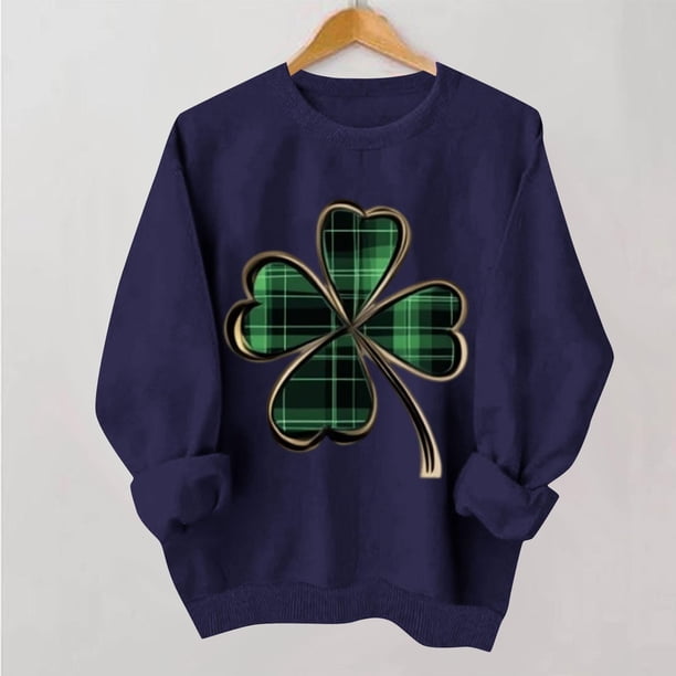 TaTaai Women Casual No Hood St Patrick's Day Printed Sweatshirt Crew Neck Long Sleeve Top Ladies Daily Commute Festival Wear Soft Warm Comfortable Stylish Pullover Top Gift