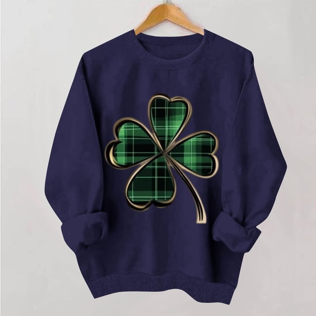 TaTaai Women Casual No Hood St Patrick's Day Printed Sweatshirt Crew Neck Long Sleeve Top Ladies Daily Commute Festival Wear Soft Warm Comfortable Stylish Pullover Top Gift