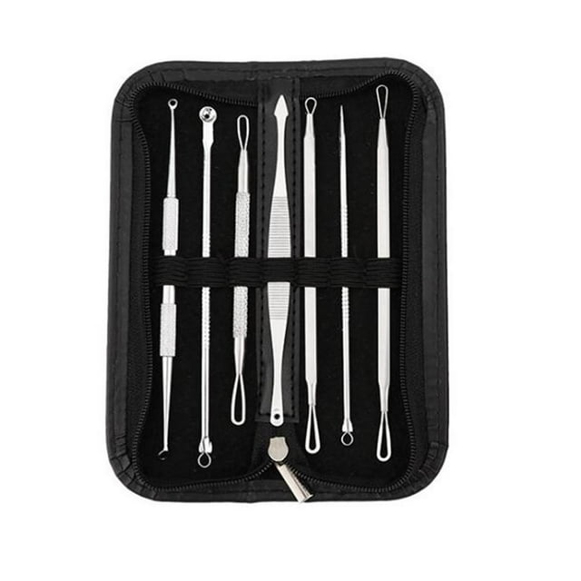 WREESH 7-piece Stainless Steel Acne Needle Set Cleaning Tool Double Hook Acne Clip