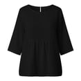 thumbnail image 5 of Maplenight Peplum Blouses for Women Cotton Crew Neck Half Sleeve Tops Office Casual Work Summer Shirts, 5 of 5