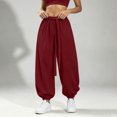 thumbnail image 5 of cocolona Womens Casual Loose High Waist Harem Pants Solid Color Elastic Waist Drawstring Travel Yoga Pants, 5 of 5