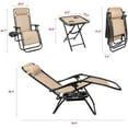 thumbnail image 3 of Lacoo Zero Gravity Chair Set with Table and Cup Holders Adjustable Lounge Chair for Poolside, Yard and Patio,Beige, 3 of 9