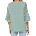thumbnail image 3 of HUBERY Women Layered Swiss Dot Flare Sleeve V Neck Solid Color Blouse, 3 of 3