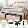 thumbnail image 4 of SIBEDS King Upholstered LED Bed Frame with Storage Drawers & Wingback Headboard, White PU Finish, RGB Lights, 1200 lbs, No Box Spring, 4 of 9