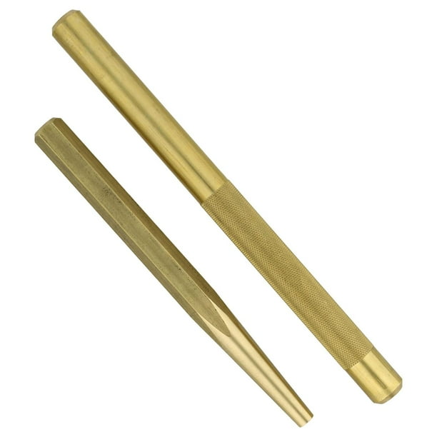 ABN Large Brass Punch Set 2pc Brass Drift Punch Set Automotive Chisel Punches