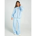 thumbnail image 5 of Women'S 2 Piece Outfits Oversized Casual Zip Up Long Sleeve Sweatshirt with Wide Leg Sweatpants Light Blue S, 5 of 9