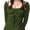Army Green, variant on Women's Y2K Off-Shoulder Square Neck Long Sleeve Top with Front Tie, Trendy Slim Fit Spring/Fall Blouse