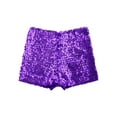 thumbnail image 3 of TSSOE Kids Girls Shiny Sequins Dance Shorts Elastic Waistband Jazz Hip Hop Performance Activewear Purple 120-140/12, 3 of 7