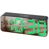 Unique Bargains Digital Alarm Clock Black Housing With Green Light 5.5"L x 1.2"W x 2.2"H