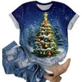 thumbnail image 4 of Kedxroy Christmas Shirts for Women Funny Short Sleeve Xmas Tshirt Casual Cute Holiday Graphic Tee Tops(Dark Blue,L), 4 of 6