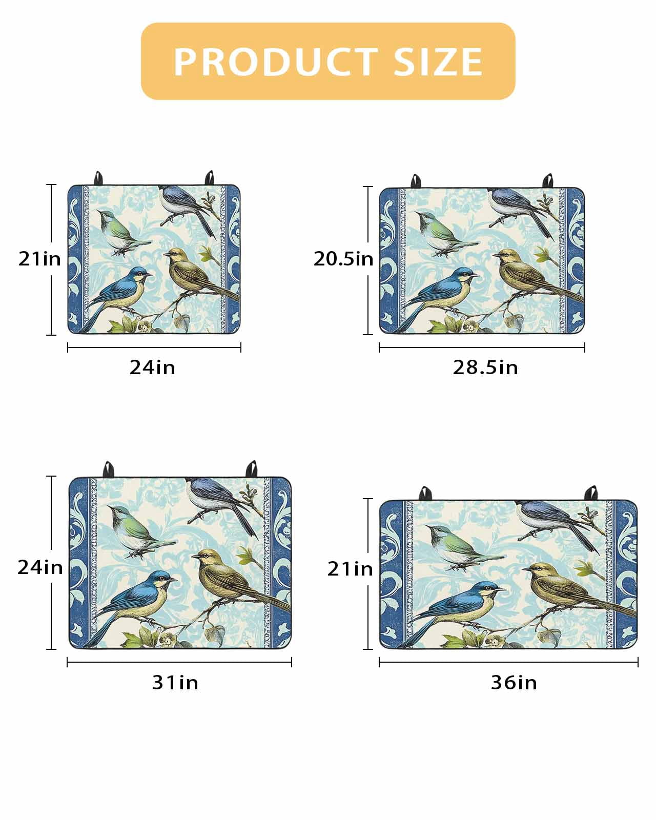 nqOlkjepod Large Induction Cooktop Protector Mat 31"x24", Vintage Birds Branches Stove Top Covers for Electric Stove, Retro Floral Pattern Decorative Stove Burner Cover Mats, Glass Top Stove Cover