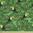 thumbnail image 2 of Ambesonne Tropical Fabric by the Yard Upholstery, Toucan Birds on Leaves, 10 Yards, Green and Multicolor, 2 of 5