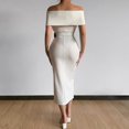 thumbnail image 2 of Aellinatey Slim Fit Sexy High Split Long Midi Dress for Women, Elegant Off-Shoulder Bodycon Evening Gown Cocktail, 2 of 10