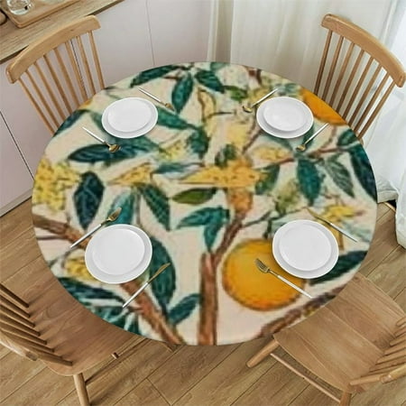 

Autua Oranges Leaves Round Tablecloth with Elastic Edge Table Cover Stain-Resistant 100% Polyester Fiber Ideal for Indoor and Outdoor Use Weddings Parties - Multiple Sizes Available 31 -35