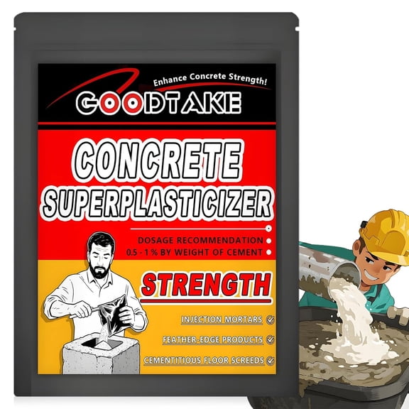 GOODTAKE Concrete Super Plasticizer, Concrete Admixture, High Range Water Reducer - Super plasticizer Cement Additive for Superior Strength, Workability (White, 8 oz)