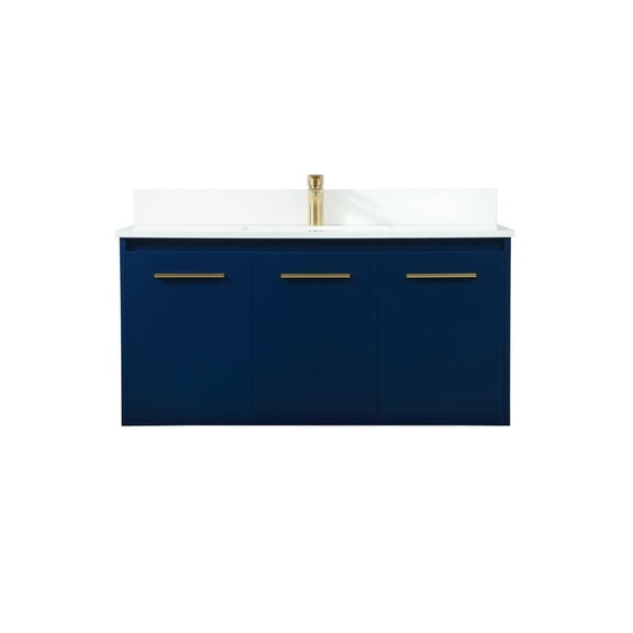 Elegant Decor Penn 40" MDF Single Bathroom Vanity with Backsplash in Blue