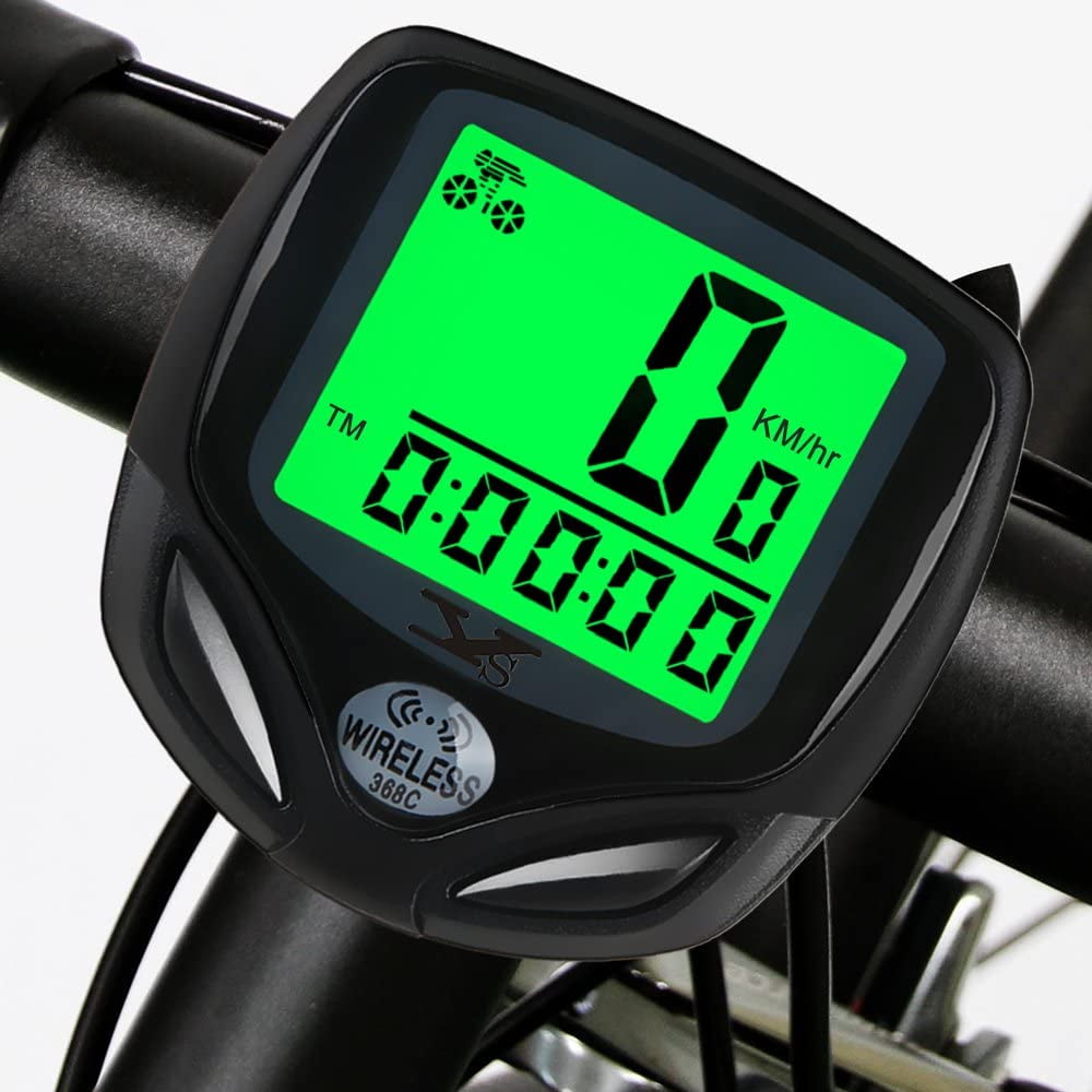 Fullwei Bicycle Speedometer and Odometer Wireless Waterproof Cycle Bike Computer with LCD Display & Multi-Functions Stopwatch Black 
