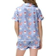 thumbnail image 5 of Easter Pajamas for Kids Girls Egg Painted Short Sleeve Top Cute Button-Up Two-Piece Pj Sleepwear Sets Blue,8-9Y, 5 of 5
