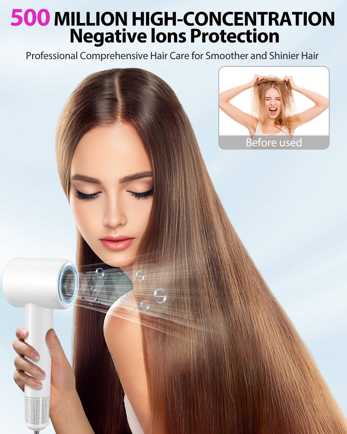 Hair Dryer, 180,000 RPM High Speed Ionic Blow Dryer with Brushless Motor, Fast Drying & Hair Care for Women