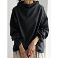 thumbnail image 6 of Womens Oversized Sweatshirts Stand Collar Pullover Long Sleeve Hoodies Tops Fall Fashion Outfits Clothes Black XXL, 6 of 9