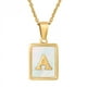 thumbnail image 4 of Collar de acero inoxidable con letras de concha de viento para mujer, colgante de primera letra inglesa de acero de titanio cuadrado, 4 of 6