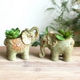 thumbnail image 4 of 1Pcs Cute Animal Elephant Shaped Ceramic Succulent Cactus Air Plant Flower Pots Planters-Plant Not Included (Green,Nose up), 4 of 4