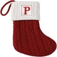 thumbnail image 2 of TOPRenddon Christmas Stockings with Initials, 7.1 Inches Small Embroidered Letter Knit Red White Christmas Stocking for Family Holiday Decorations and Xmas Tree Fireplace, 2 of 2