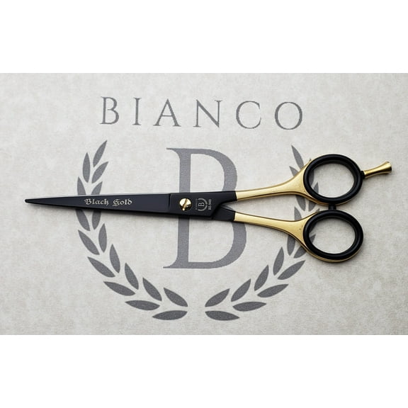 Barber Shear Bianco Instruments Black Gold Professional Hairdressing Shears Made in USA 7"