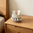 thumbnail image 6 of yulier Boho Woven Cotton Rope Storage Basket with Tassels, Small Round Organizer Bin for Bathroom Desk Cosmetics, Macrame Makeup Brush Holder, 4.7"x3.9"x3.9", 6 of 7