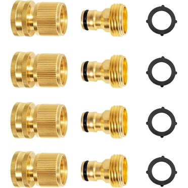 Lefree Yard Garden Hose Connectors 3/4" Brass Quick Connect Adapters (4 Sets)