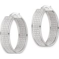 thumbnail image 2 of Sterling Silver Polished Fabric Glitter Hoop Earrings (26.3 X 25) Made In India qe15926, 2 of 5