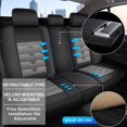 thumbnail image 2 of LAONNVIR Car Seat Covers Full Set Fit for Ford Ranger 2019-2024 Waterproof Breathable Leather Seat Protector with Airbag Compatible Automotive 5 Seat Cushions Cover (Black&Grey), 2 of 5